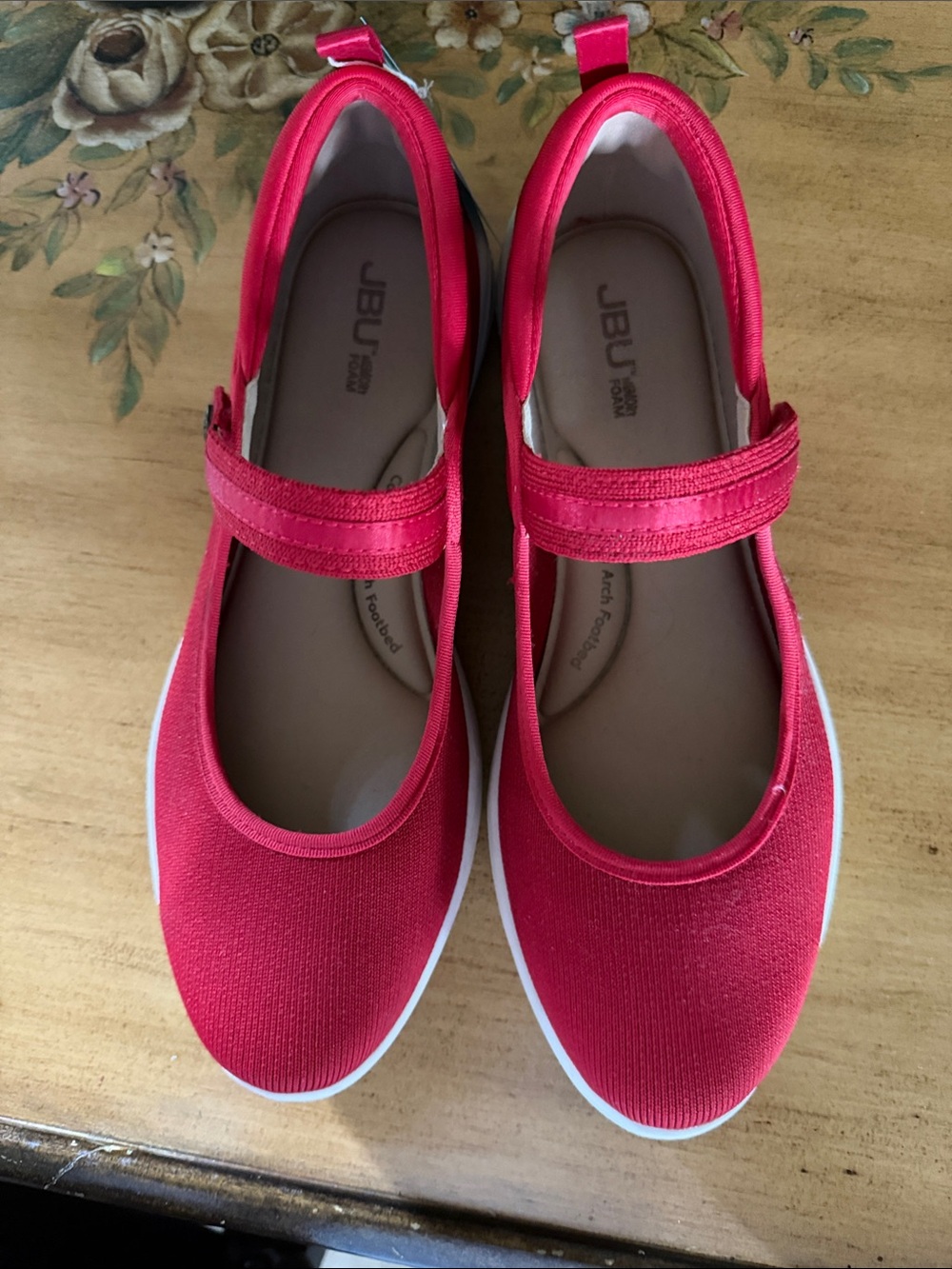 JBU Red Mary Jane Sneaker with Hook-and-Loop Strap